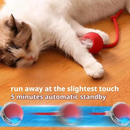 Vista 3 de Paquete de 3 juguetes automáticos para gatos, juguete interactivo de 360° para gatos de interior (rojo, gris, verde)