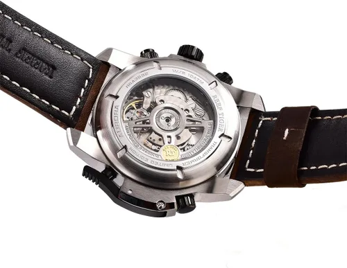 Vista 4 de REEF TIGER RGA3532 - Relojes deportivos para hombre, de acero inoxidable, con correa de cuero
