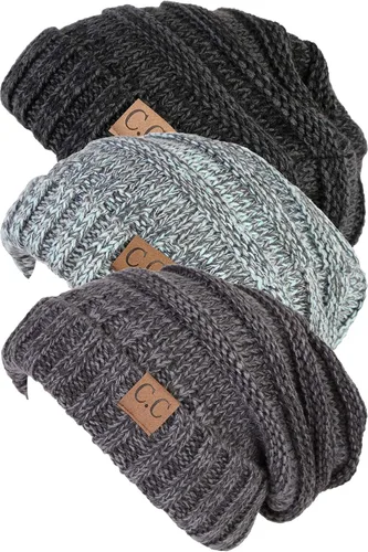 Vista 228 de Funky Junque Gorro de moda de punto trenzado de talla extragrande, grueso, abrigado, suave y holgado