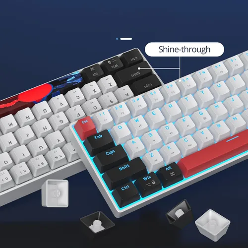 Vista 6 de surmen Teclado mecánico 60% para juegos con interruptor lineal rojo, mini teclado compacto con cable retroiluminado 60% para computadoras portátiles