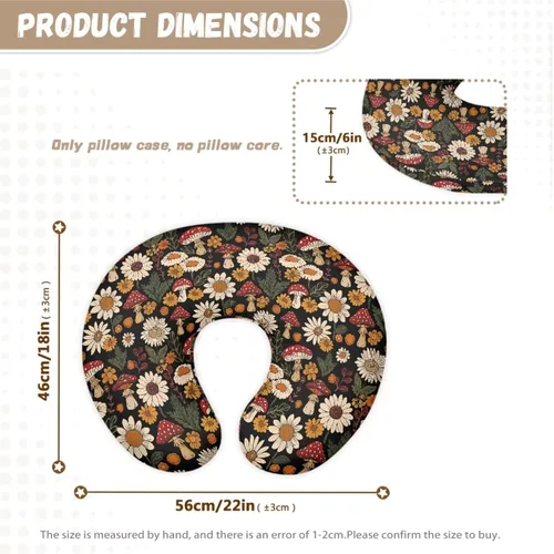 Vista 4 de Funda para tumbona de bebé floral de hongos bohemios y funda de almohada de lactancia, 2 piezas, ovalada, reloj de arena, rectangular, para moisés