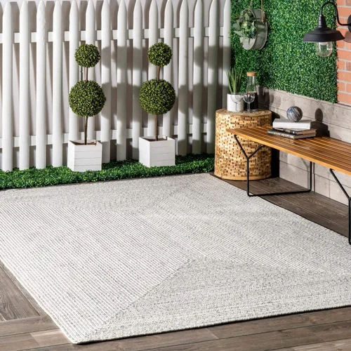 Vista 3 de nuLOOM Alfombra de Área Cuadrada Sólida Trenzada a Mano de 8 Pies para Interiores/Exteriores, Apta para Mascotas, Alto Tráfico, Resistente a