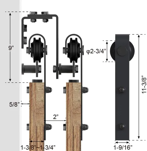Vista 7 de WINSOON Kit de herrajes para puertas de madera de granero de 4 a 16 pies, diseño de plegado, soporte de montaje en pared para puertas de madera