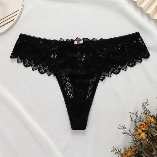 Vista 4 de Banamic Tangas de encaje para mujer, bragas transpirables, ropa interior sexy sin costuras
