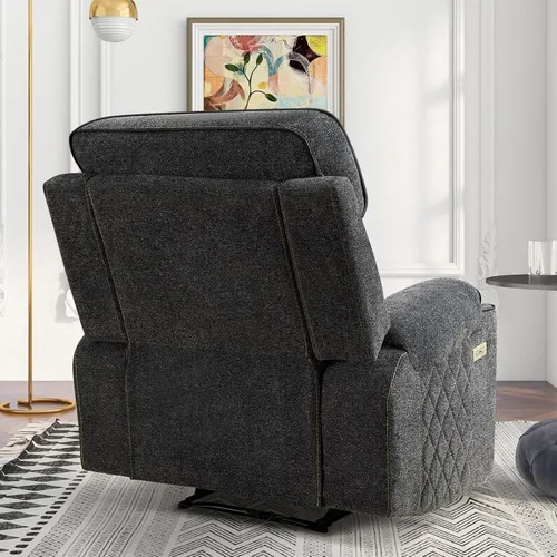 Vista 8 de HAOMARKETS Silla reclinable eléctrica, sillón reclinable eléctrico de tela suave con portavasos de metal, sillas reclinables de alta resistencia