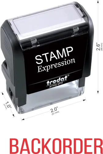 Vista 2 de StampExpression - Sello de goma autoentintado para oficina BackOrder con mayúsculas - Tinta roja (A-5232)