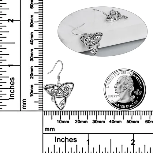 Vista 3 de POPLYKE 925 Sterling Silver Celtic CatFoxMoon Owl Earrings, Cute Animal Earrings, Gift for Women