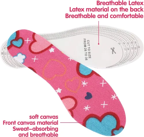 Vista 3 de WLLHYF 3 pares de plantillas de zapatos para niños, insertos de esponja de memoria, agarre de talón para niños, plantillas suaves y transpirables