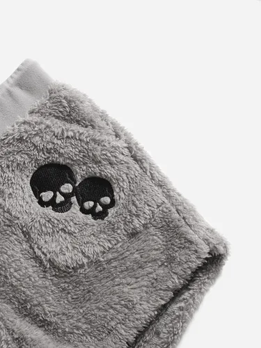 Vista 4 de WDIRARA Pantalones cortos bordados de Halloween con cordón y cintura alta para mujer, con bolsillo