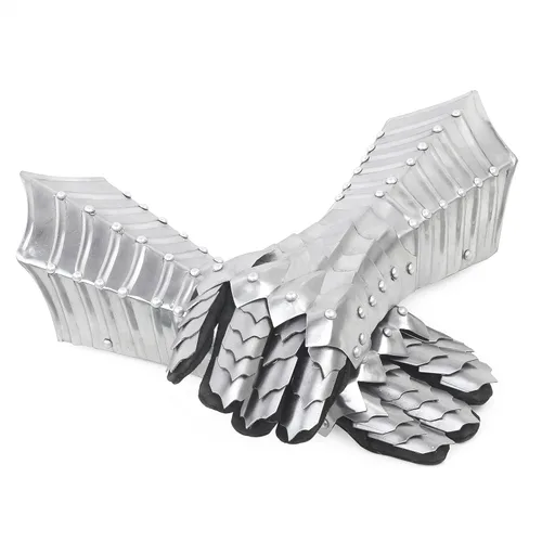 Vista 5 de Nagina International Nazgul Fantasy Steel Guanteletes Lord Ringwraiths - Guantes de armadura medievales con acabado plateado Réplica auténtica