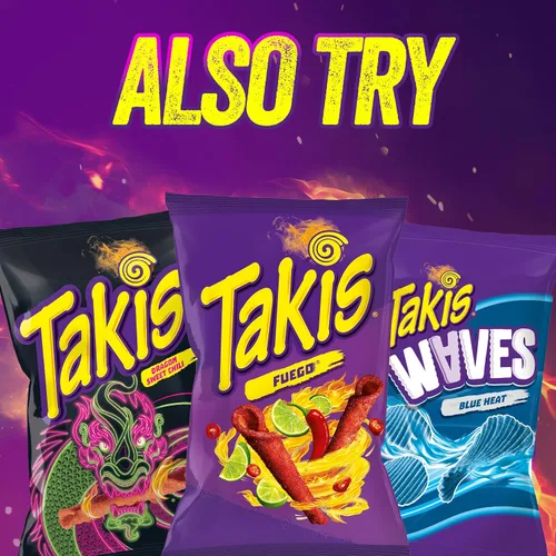 Vista 7 de Takis Blue Heat Rolled Tortilla Chips, sabor a chile picante, caja multipaquete con 14 bolsas de 9.9 onzas