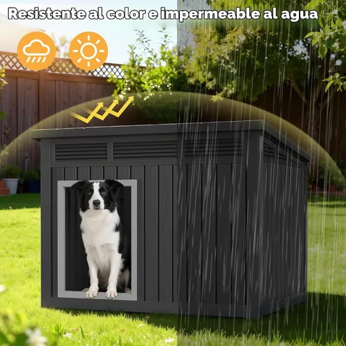 Vista 5 de Fancyango Casa grande para perros para interiores y exteriores, resistente a la intemperie y techo extraíble, se adapta a perros pequeños a grandes