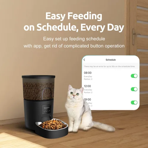 Vista 7 de Boyarca Comedero automático para mascotas de funcionamiento manual, alimentador automático para perros con bolsa desecante, alimentadores