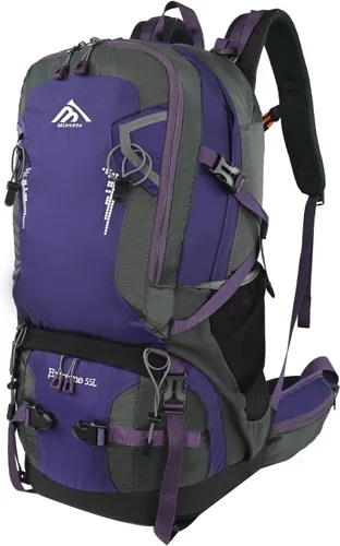 Vista 11 de Mochila de senderismo con marco interno de 55L para mujeres y hombres Negro