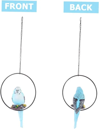 Vista 3 de Happyyami Adorno de loro pequeño, manualidades de resina, modelos de metal, para patio, escultura de pájaro linda, adorno de pájaro, adorno de mesa