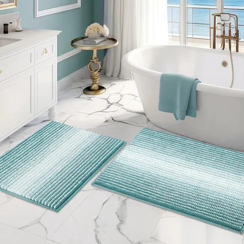 Vista 68 de BSICPRO Tapetes de baño de felpilla, 20 x 32 pulgadas, antideslizantes, absorbentes, suaves, peludos, para baño, lavables a máquina (salvia)