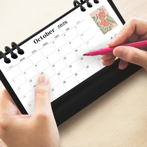 Vista 6 de Calendario de Escritorio Pequeño 2025-2026, Mini Calendario de Escritorio de Flores (Desde Junio 2025 hasta Diciembre 2026) Calendario de Escritorio