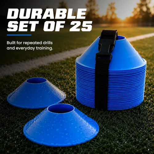 Vista 3 de American Challenge Conos de disco deportivo de fútbol Agility Sport Cones with Carry Strap - Great Football, Basketball & Practice Cones for Speed