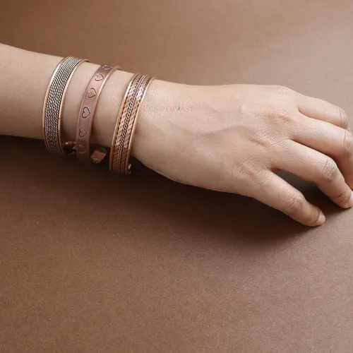 Vista 35 de Pulseras de cobre para hombres y mujeres Juego de 3 con caja de regalo Hecho a mano 100% cobre Regalo para mujeres y hombres