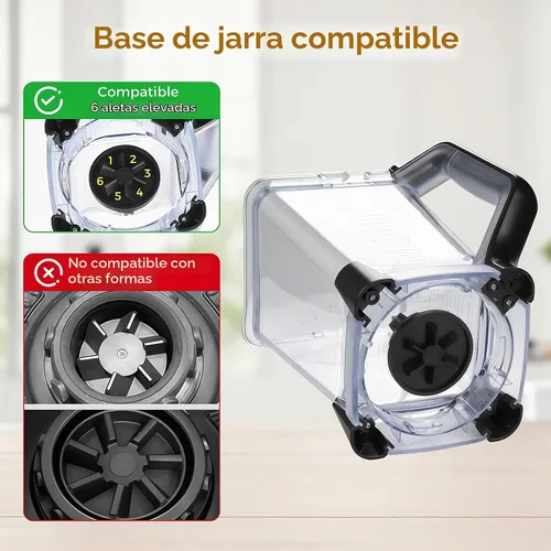 Vista 4 de Piezas de repuesto de licuadora de 72 onzas para licuadora Ninja BL610, solo se adapta a base de 6 aletas, jarra de repuesto con tapa de bloqueo