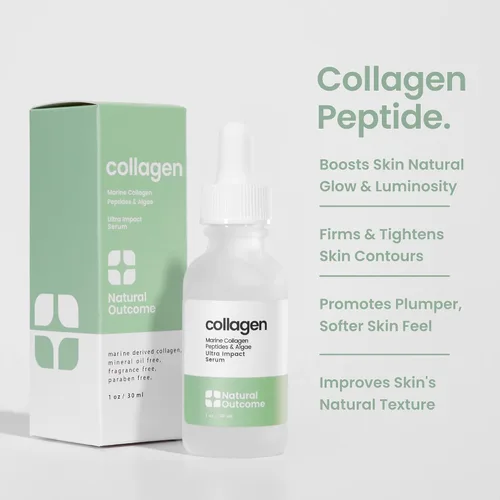 Vista 2 de Suero de péptido de colágeno para cara, reafirmante diario, levantamiento y reducción de arrugas suero facial con colágeno derivado marino y ácido