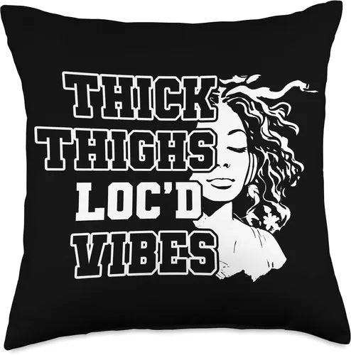 Vista 4 de Locs Afro Dreadlocks Love Natural Beauty Hair Locd Thick Thighs Loc'd Vibes Afro Hair - Almohada africana americana, 16 x 16 pulgadas, multicolor