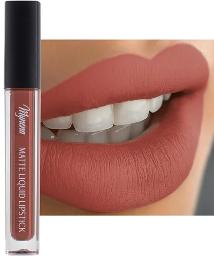 Vista 23 de Mynena Lápiz labial líquido mate rosa claro fresco Comodidad duradera A prueba de manchas resistente a transferencias Cobertura completa que
