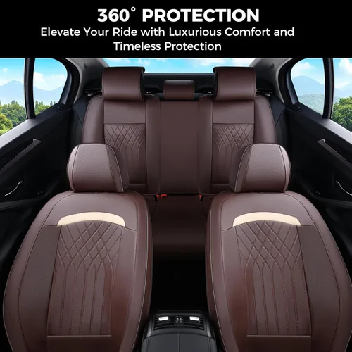 Vista 6 de Fundas de asiento delantero de automóvil, fundas de asiento de cuero para automóviles, protector de asiento de automóvil, impermeable, transpirable