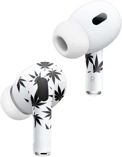 Vista 2 de MightySkins - Fundas compatibles con Apple AirPods Pro 2 - Pot Leaves Black Funda protectora de vinilo duradera y única Fácil de aplicar, quitar