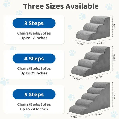 Vista 3 de DUMOS Escaleras para perros y gatos pequeños, escalones curvados de 3