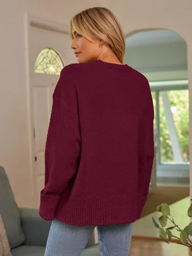 Vista 63 de LILLUSORY - Suéteres sin botones grandes para mujer, suéter mullido, grueso y cálido