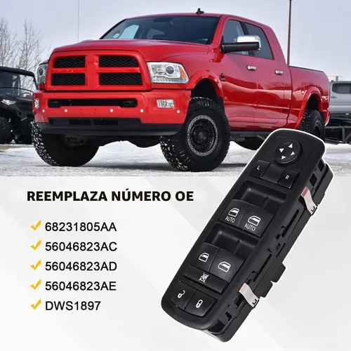 Vista 6 de Interruptor de ventana lateral del conductor 8+3 pines para Chrysler Dodge 11-18 68231805AA