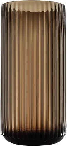 Vista 11 de Florero cilíndrico pequeño de cristal marrón acanalado para decoración de centros de mesa de comedor de granja