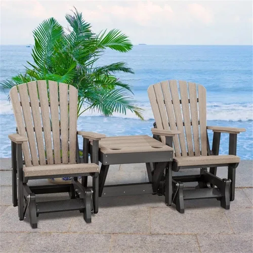 Vista 2 de American Furniture Classics 515WWBK-K - Planeador doble con mesa, madera y negro