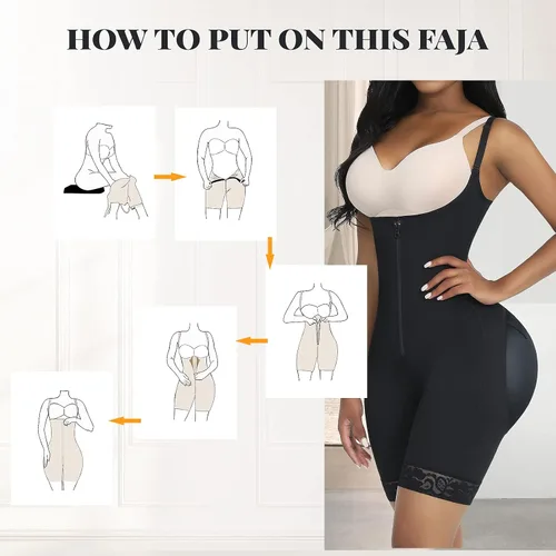 Vista 6 de FeelinGirl Fajas moldeadoras para mujer con control de abdomen, faja colombiana para mujer, con cremallera, busto abierto, entrenamiento de cintura