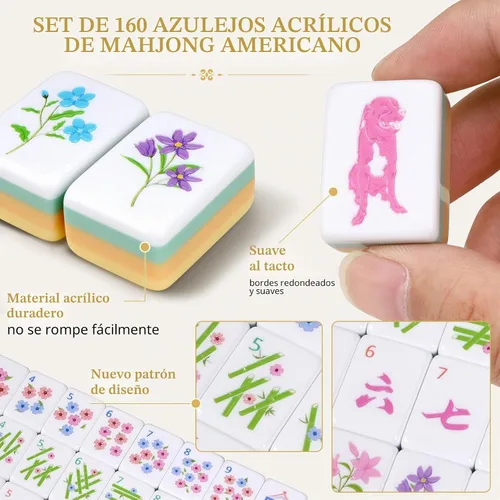 Vista 3 de American Mahjong Tile Set for Mah Jong Lovers, Adult, Beginners Brown