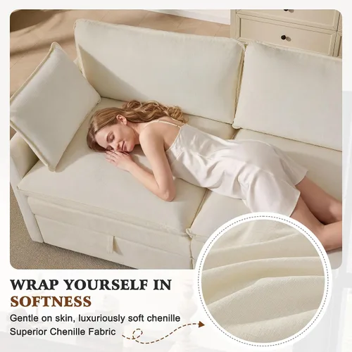 Vista 7 de Ihanherry Sofá cama modular de gran tamaño con almacenamiento, sofá nube modular de 6 plazas de 103 pulgadas con otomanas móviles, sofás de felpilla