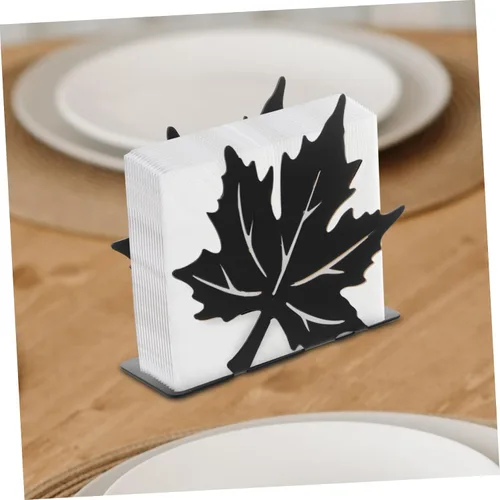 Vista 5 de HOMSFOU decoración de mesa de comedor decoración de Navidad decoración del hogar soporte de toalla de papel negro Soporte de servilleta vertical
