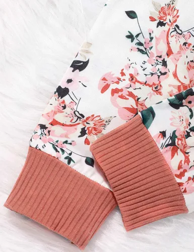 Vista 6 de WIQI Conjunto de 4 piezas de ropa para bebé recién nacida, conjunto floral de verano, ropa de bebé para niña