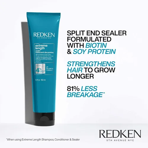 Vista 3 de Redken Extreme Length Biotin Leave-In Conditioner For Longer Hair – Promotes Healthy Hair Growth, Strengthens Damaged Hair, Seals Split Ends