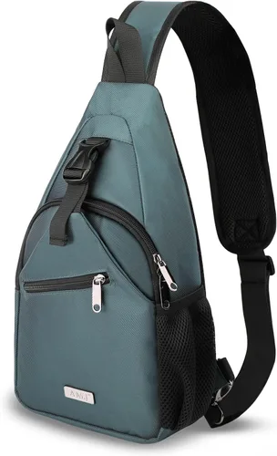 Vista 13 de AMJ Bolso bandolera para hombres y mujeres, mochila de hombro casual, mochila de pecho para senderismo y viajes