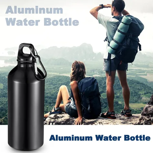 Vista 5 de CHENGU Paquete de 16 botellas de agua de aluminio, 20 onzas, botellas de Negro