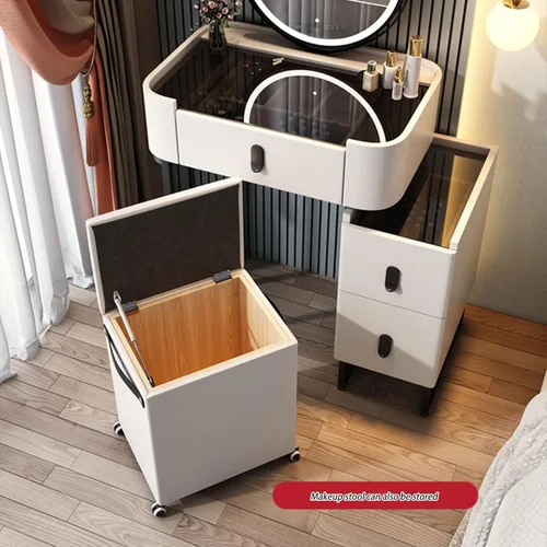 Vista 7 de Vanity Desk with Mirror and Drawers, White Vanity with Mirror, Wooden Makeup Desk for Bedroom Dressing Room, with Adjustable Brightness Mirror,Dark