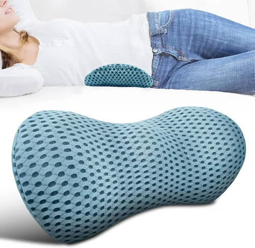 Vista 9 de Almohada de apoyo lumbar Panduo para silla de oficina, almohada lumbar de espuma viscoelástica para alivio del dolor de espalda baja (Negro)