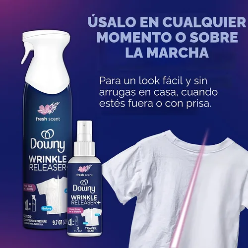 Vista 5 de Downy Aerosol para Sacar las Arrugas Todo en uno: aerosol removedor de arrugas, eliminador de olores, removedor de estática Refrescador de tela