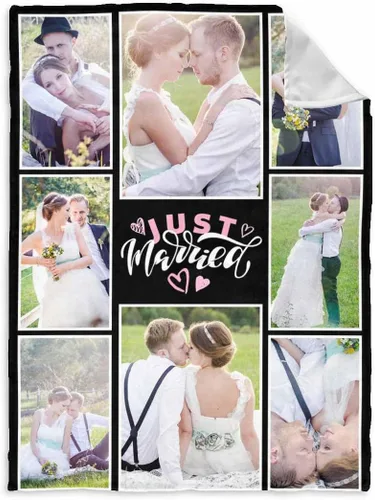 Vista 30 de InterestPrint Manta de fotos personalizada para pareja, novio, novia, manta personalizada de 6 fotos, manta personalizada de aniversario y boda