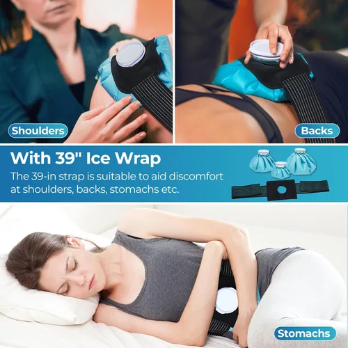 Vista 6 de Bolsas de hielo reutilizables para lesiones: Ohuhu 3 paquetes de hielo frío con 2 bolsas de hielo para agua caliente, terapia fría y caliente