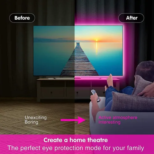 Vista 7 de Keepsmile Luces LED de 50 pies para dormitorio, control inteligente de aplicación Bluetooth, RGB que cambia de color, tira de luces LED con control
