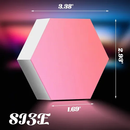Vista 8 de ODISTAR Lámpara de pared hexagonal con control remoto, inteligente, sensible al tacto, geométrica, modular, RGB montada, luz colorida con Paquete