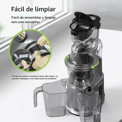 Vista 8 de SIFENE - Exprimidor de apio de prensa fría de 200 W, color gris